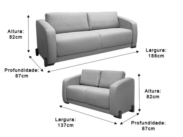 Sofá 2 e 3 Lugares Modelo Londrina