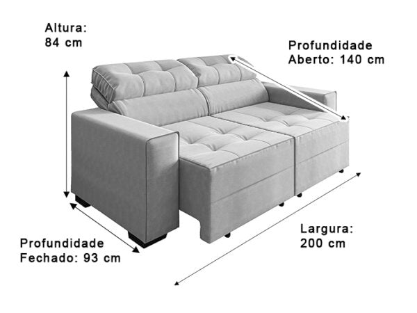 Sofá Retrátil Reclinável França Premium