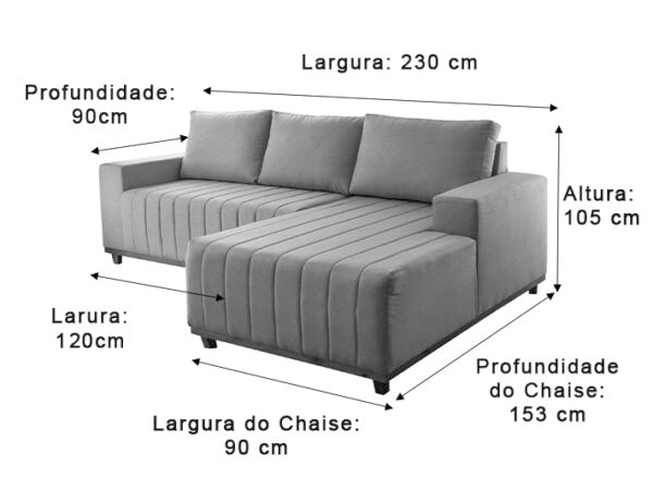 Sofá 3 Lugares Chaise Lisboa