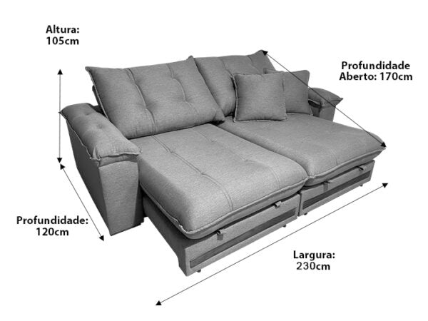 Sofá Retrátil Reclinável Gael