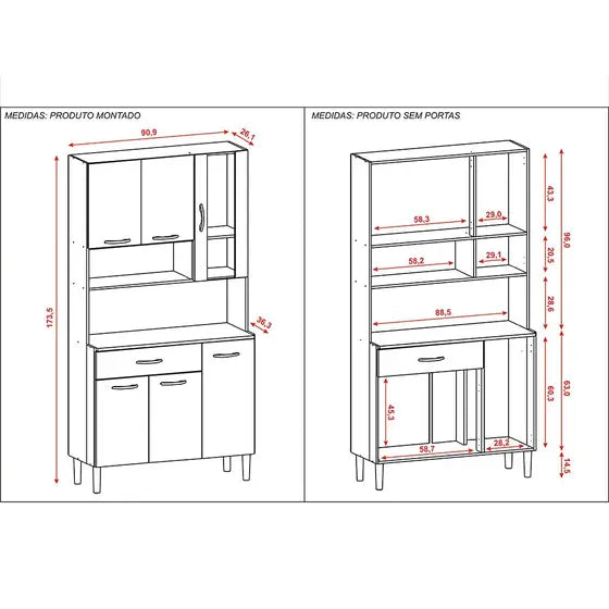 Armário de Cozinha Compacta Gold – 6 Portas