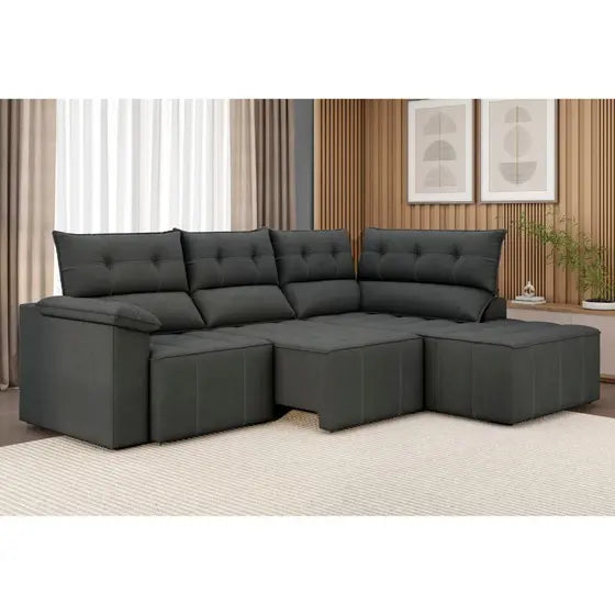 Sofá de Canto 3 Retrátil e Reclinável Lugares Santorini