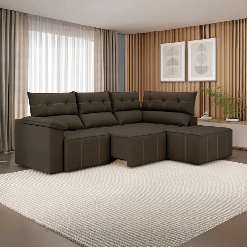 Sofá de Canto 3 Retrátil e Reclinável Lugares Santorini