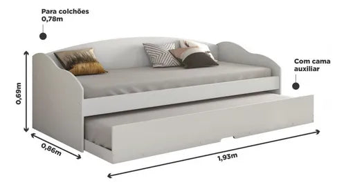 Sofá Cama Solteiro Duo com Cama Auxiliar